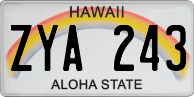 HI license plate ZYA243