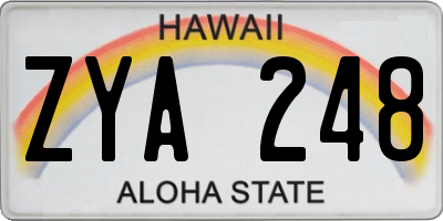 HI license plate ZYA248