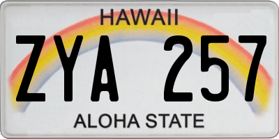 HI license plate ZYA257