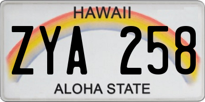 HI license plate ZYA258