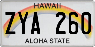 HI license plate ZYA260