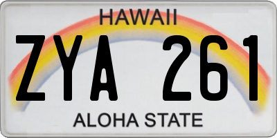 HI license plate ZYA261