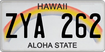 HI license plate ZYA262