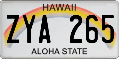 HI license plate ZYA265