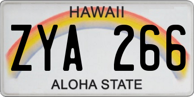 HI license plate ZYA266