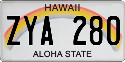 HI license plate ZYA280