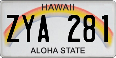 HI license plate ZYA281