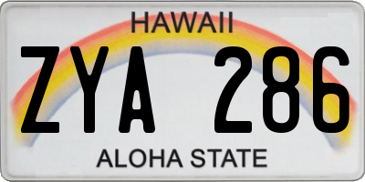 HI license plate ZYA286