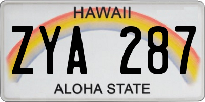 HI license plate ZYA287