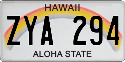 HI license plate ZYA294
