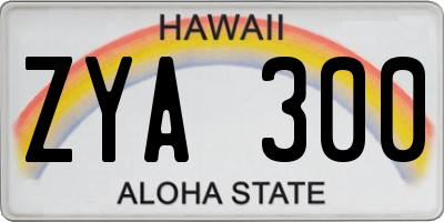 HI license plate ZYA300