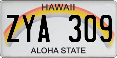 HI license plate ZYA309