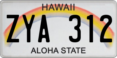 HI license plate ZYA312