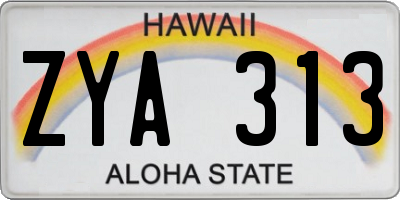 HI license plate ZYA313