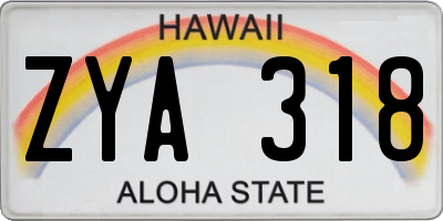 HI license plate ZYA318