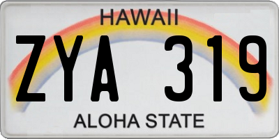 HI license plate ZYA319