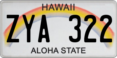 HI license plate ZYA322