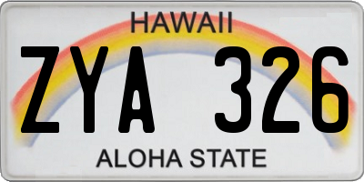 HI license plate ZYA326
