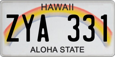 HI license plate ZYA331