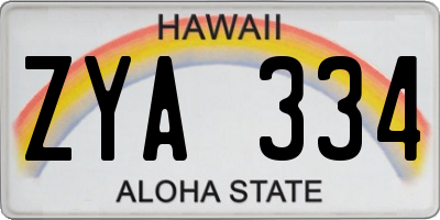 HI license plate ZYA334