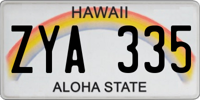 HI license plate ZYA335