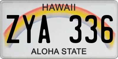 HI license plate ZYA336