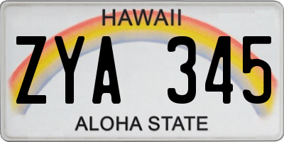 HI license plate ZYA345