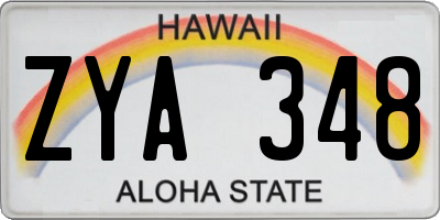 HI license plate ZYA348