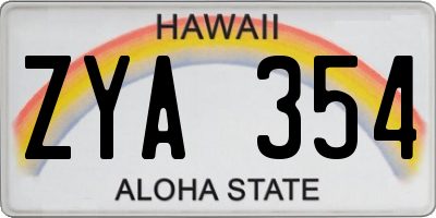 HI license plate ZYA354