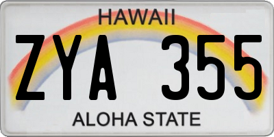 HI license plate ZYA355