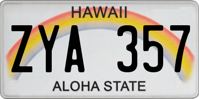 HI license plate ZYA357
