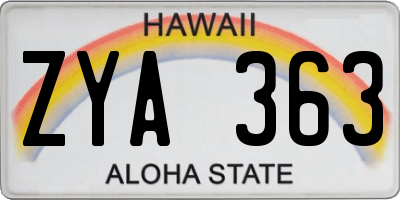 HI license plate ZYA363