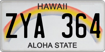 HI license plate ZYA364
