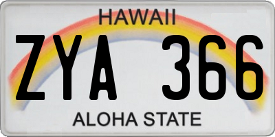 HI license plate ZYA366