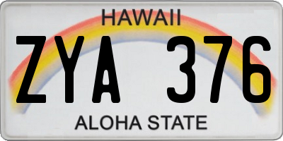 HI license plate ZYA376
