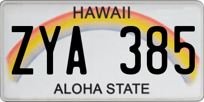 HI license plate ZYA385