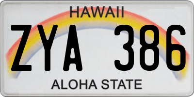 HI license plate ZYA386