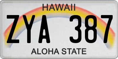 HI license plate ZYA387