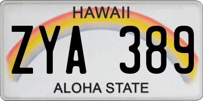 HI license plate ZYA389