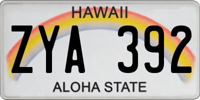HI license plate ZYA392
