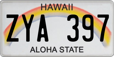 HI license plate ZYA397