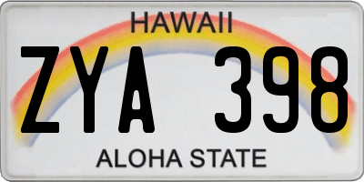 HI license plate ZYA398