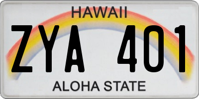 HI license plate ZYA401