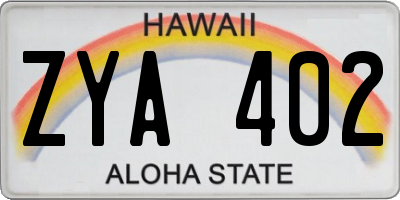 HI license plate ZYA402