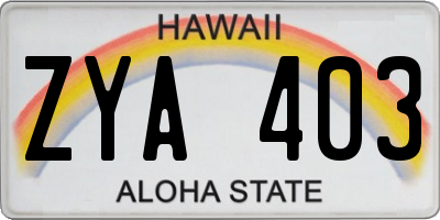 HI license plate ZYA403