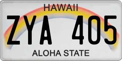HI license plate ZYA405