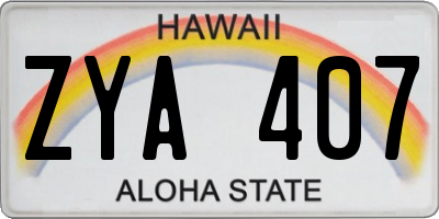 HI license plate ZYA407
