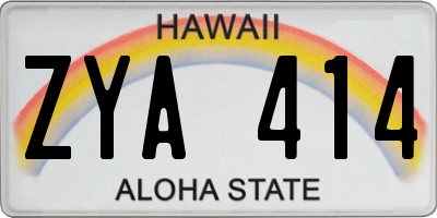 HI license plate ZYA414