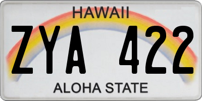 HI license plate ZYA422