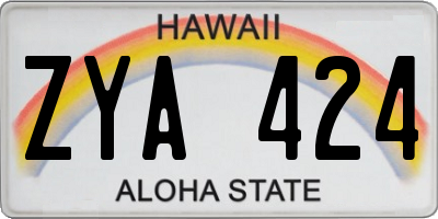 HI license plate ZYA424